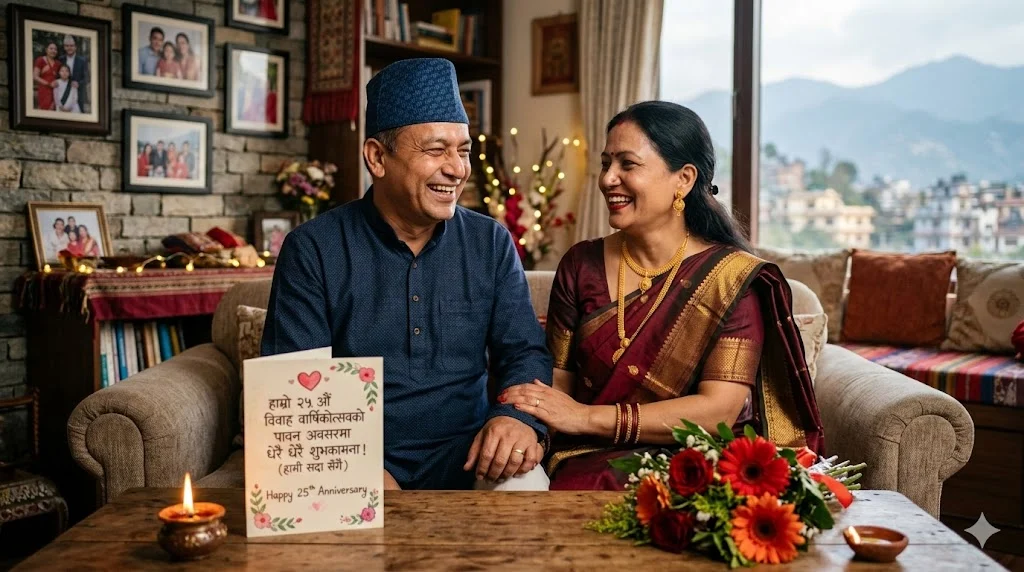 Cute 25th Anniversary Wishes in Nepali