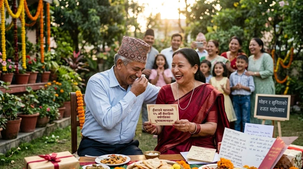 Funny 25th Anniversary Wishes in Nepali