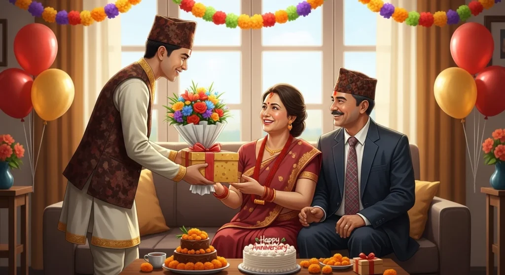 Anniversary Wishes for Mom Dad from Son in Nepali