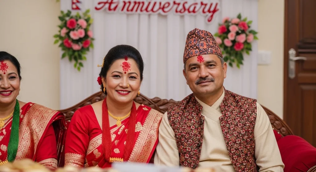 Cultural Anniversary Wishes for Mom Dad in Nepali