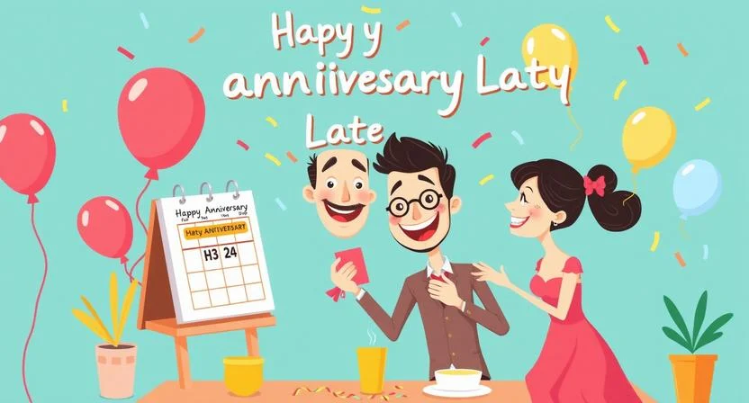 Funny Sorry for Late Anniversary Wishes to Couple
