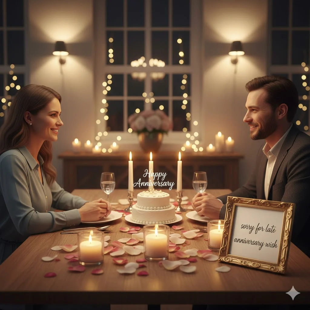 sorry for late anniversary wish