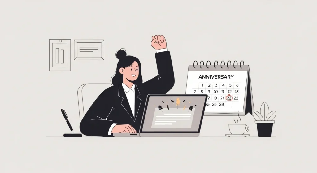 captions for work anniversary post